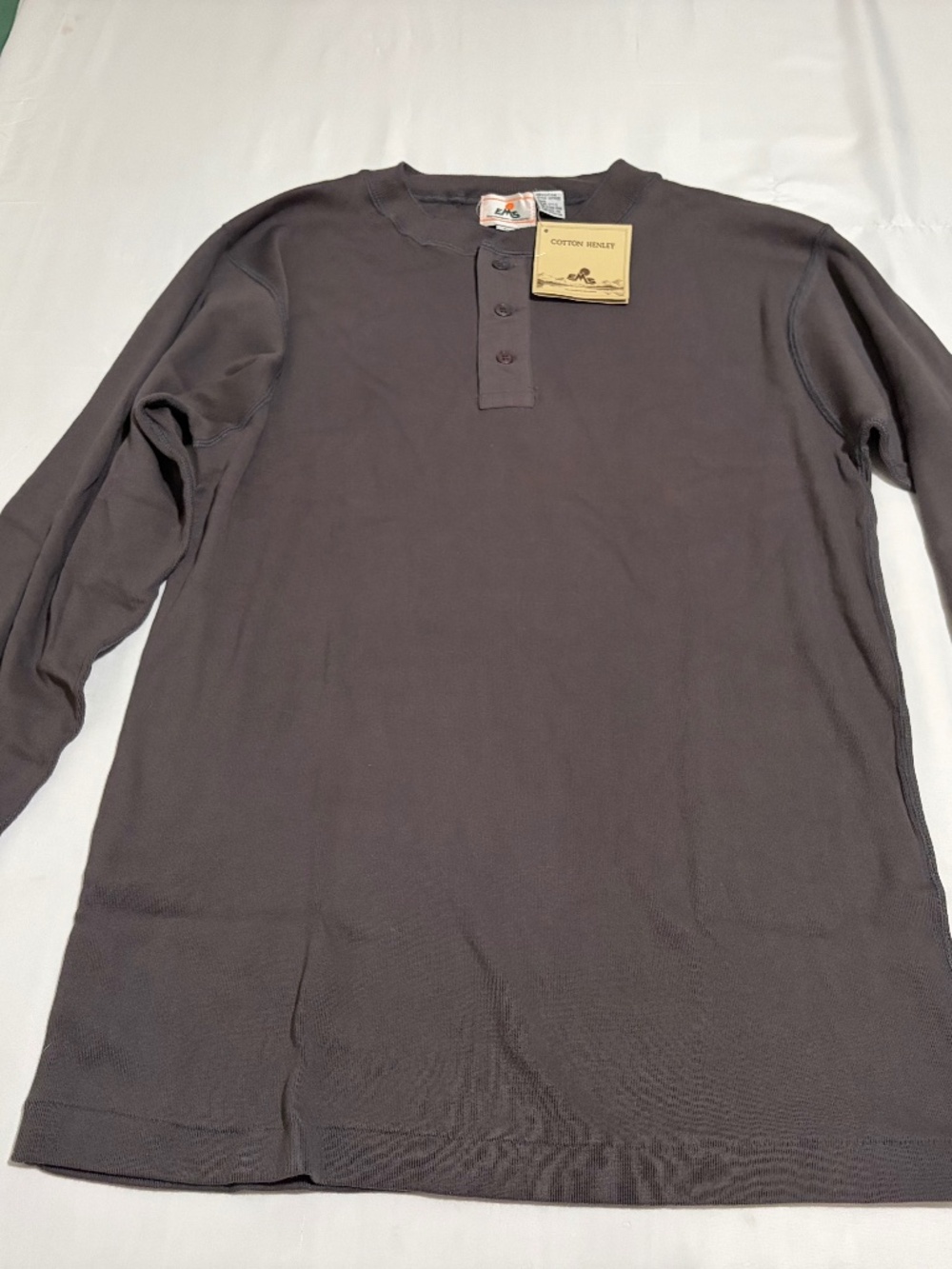 NWT Vintage EMS Eastern Mountain Sports Men's Long Sleeve Cotton Henley Large